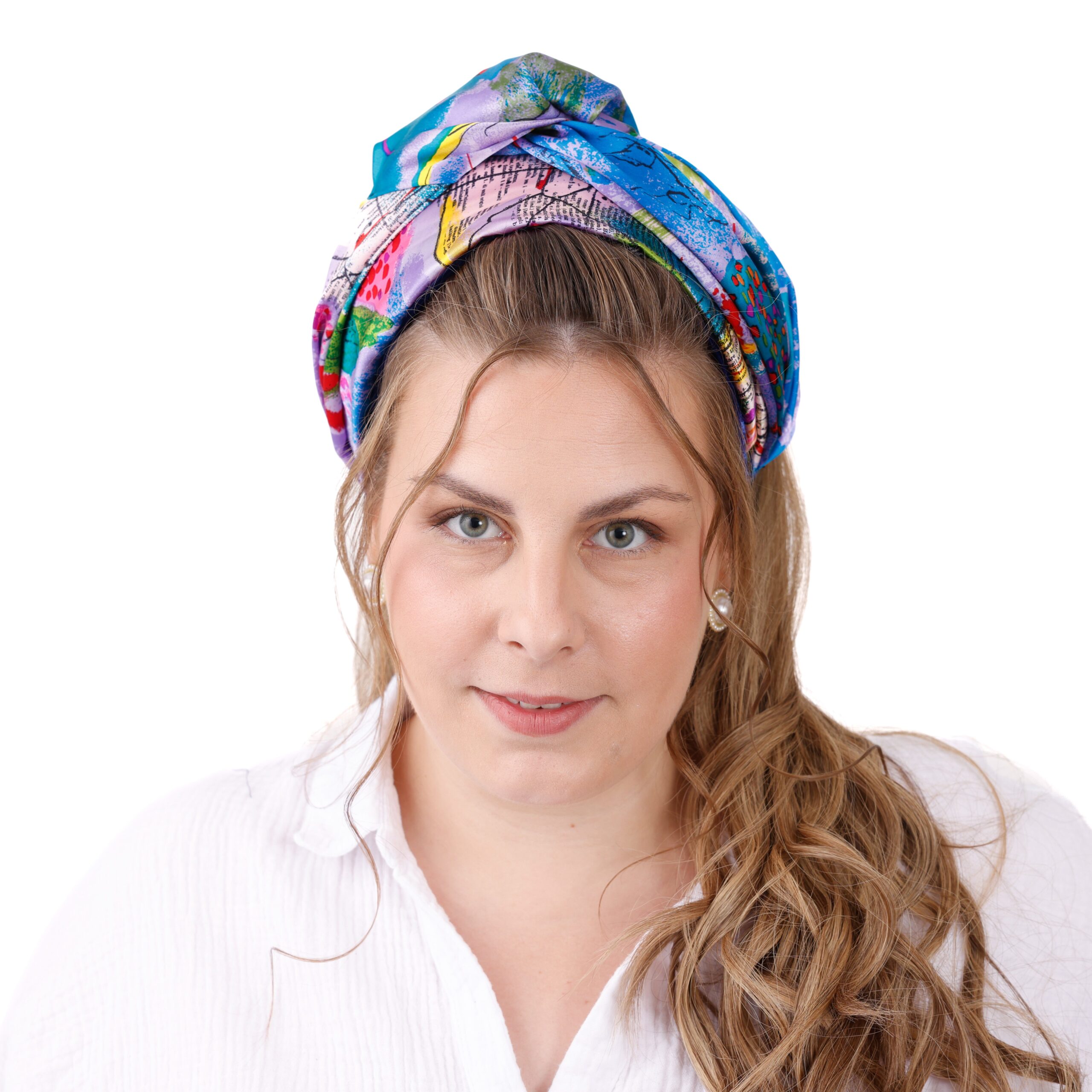 סאטן טורקיז פרחוני סגול – תמונה 2